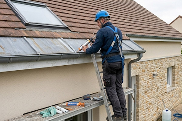 Installation d'une gouttière en zinc